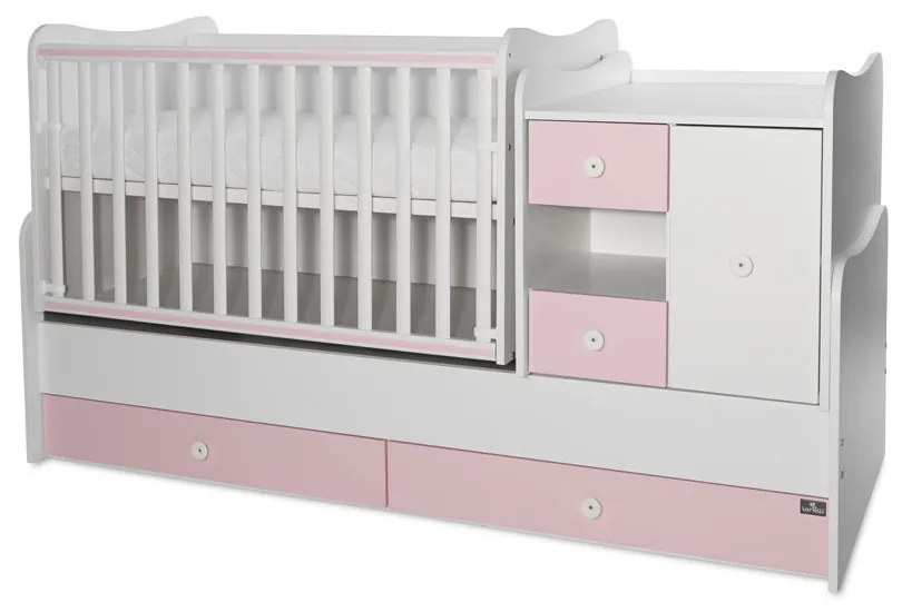 LORELLI Classic Трансформиращо се легло-люлка 190/72 см. MINI MAX БЯЛО/ORCHID PINK