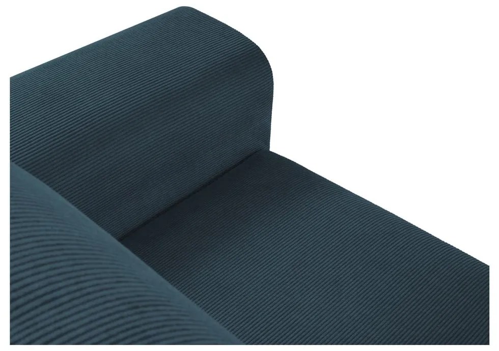 Тъмносин разтегателен ъглов диван с място за съхранение от рипсено кадифе (ляв ъгъл) Kyoto – Cosmopolitan Design