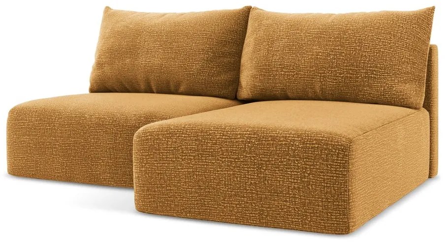 Оранжев разтегателен ъглов диван с място за съхранение (десен ъгъл) Kalena – Makamii