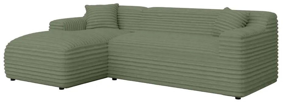 Зелен ъглов диван от рипсено кадифе (ляв ъгъл) Martin – Ropez
