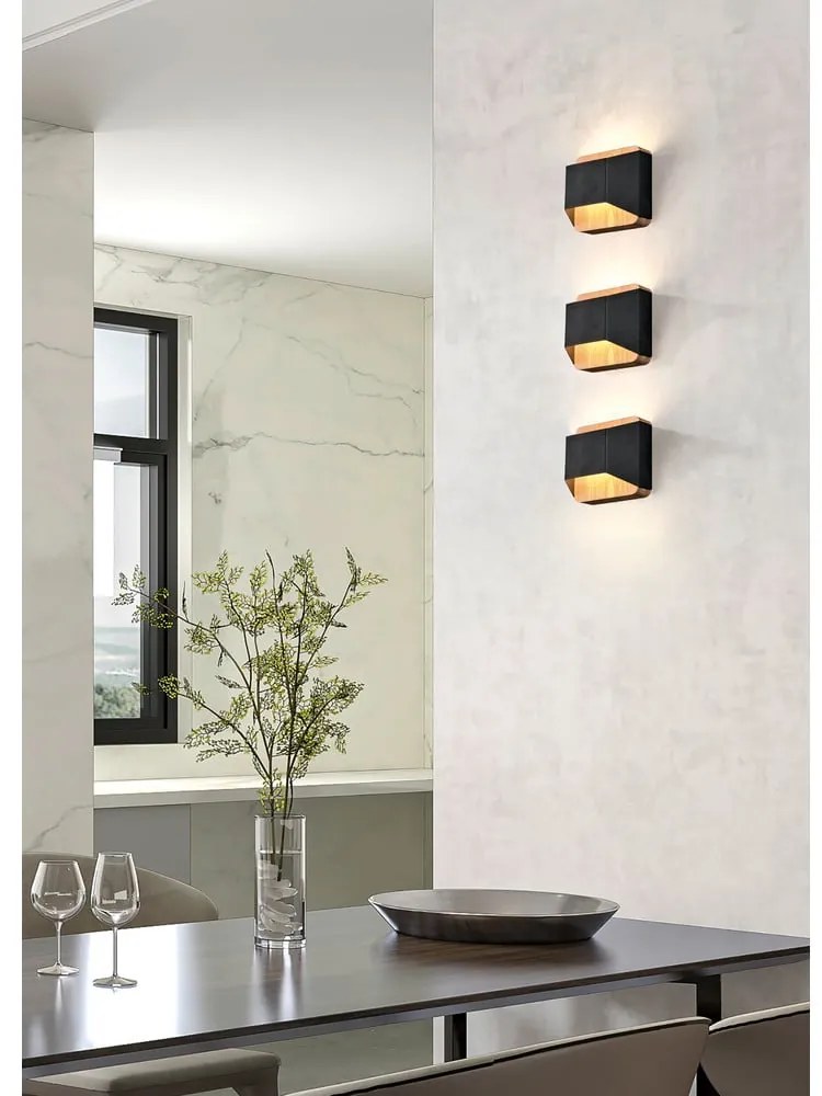 Матово черно LED затъмняваща се стенна лампа Arino – Trio