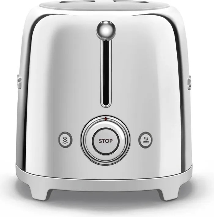 Тостер за хляб SMEG 50's Style TSF01SSEU, 950W, 2 филии, 6 нива, Тавичка за трохи, Вграден кабел, Неръждаема стомана, Сребрист