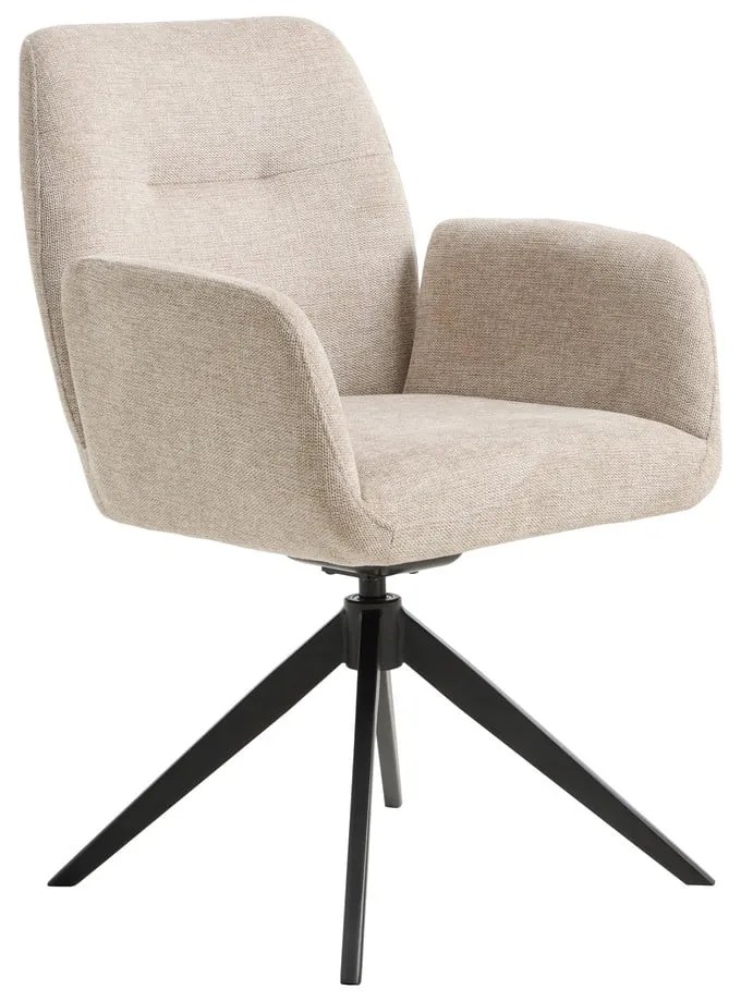 Кремав тапициран трапезен стол с подлакътници Roxana – Unique Furniture