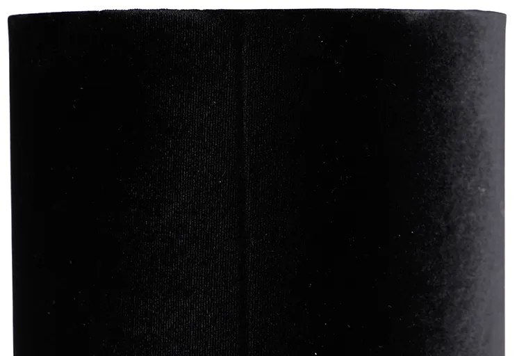 Модерна настолна лампа черна с черен кадифен абажур - Rich