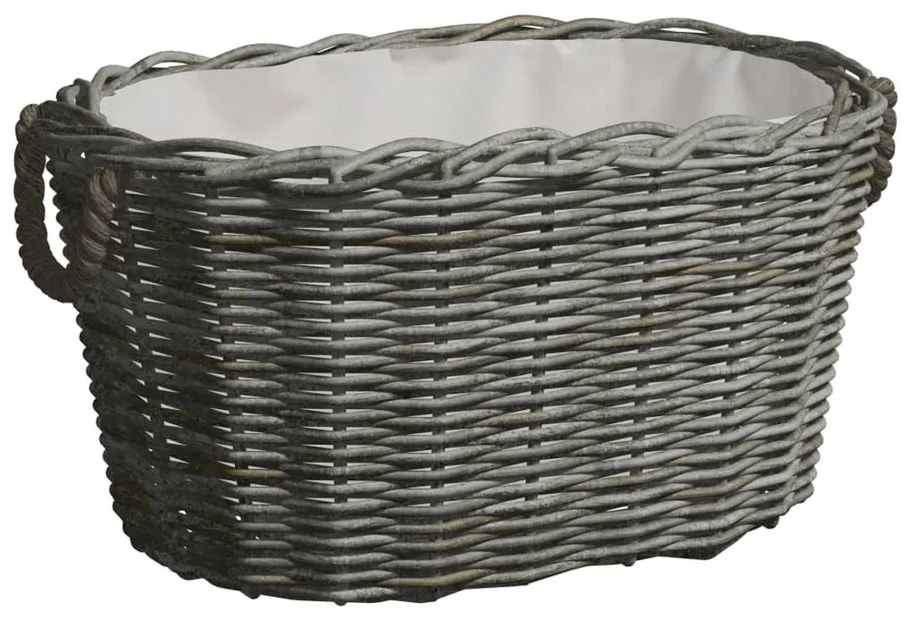 286985 vidaXL Кошница за дърва за огрев с дръжки 59x42x28 см сива върба