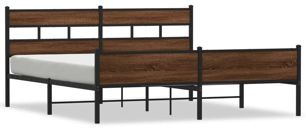 3308519 vidaXL Метална рамка за легло, без матрак, кафяв дъб, 193x203 см