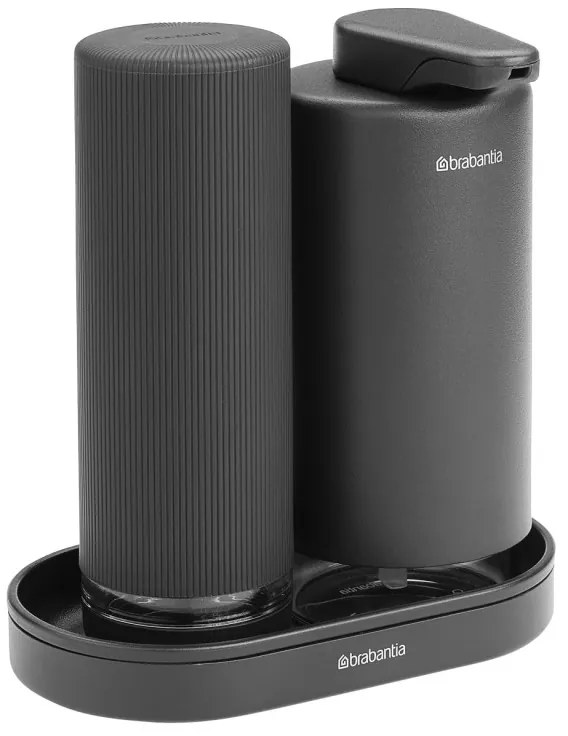 Комплект 2 бр дозатори Brabantia SinkStyle 1008504,  Подходящи за препарати за ръце и съдове, 200 мл, Минерализирано покритие, Тъмносив