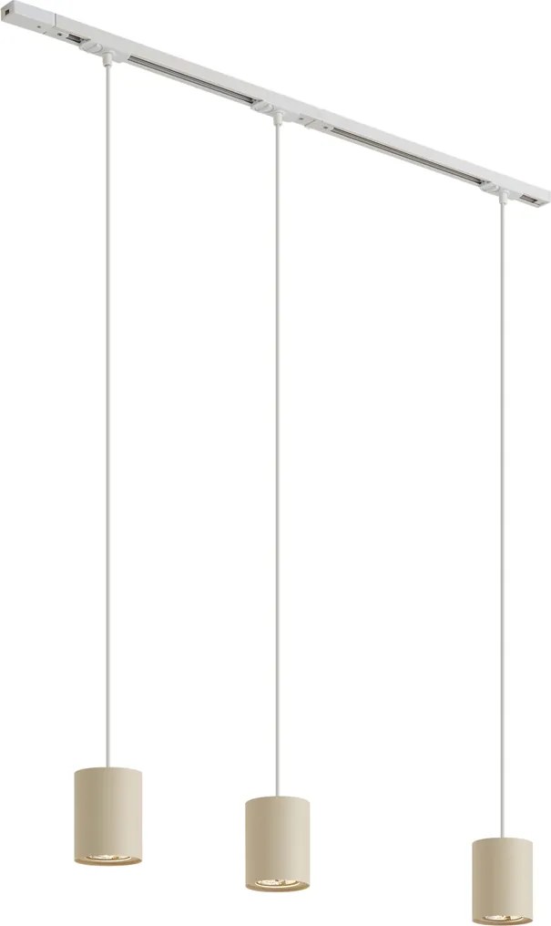 Модерна релсова осветителна система с 3 висящи лампи бяла с бежово 1-фазна - Iconic Holt
