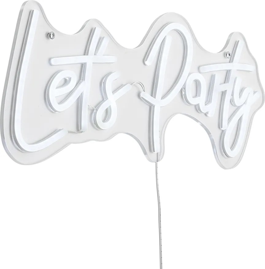 Неонова стенна лампа бяла с LED - Let's Party