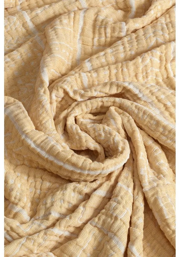 Жълта муселинова покривка за двойно легло 220x240 cm Etno - Mijolnir