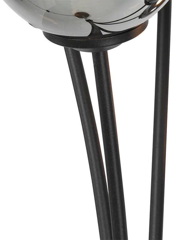 Модерна подова лампа черна 5-лампа с димно стъкло - Атина