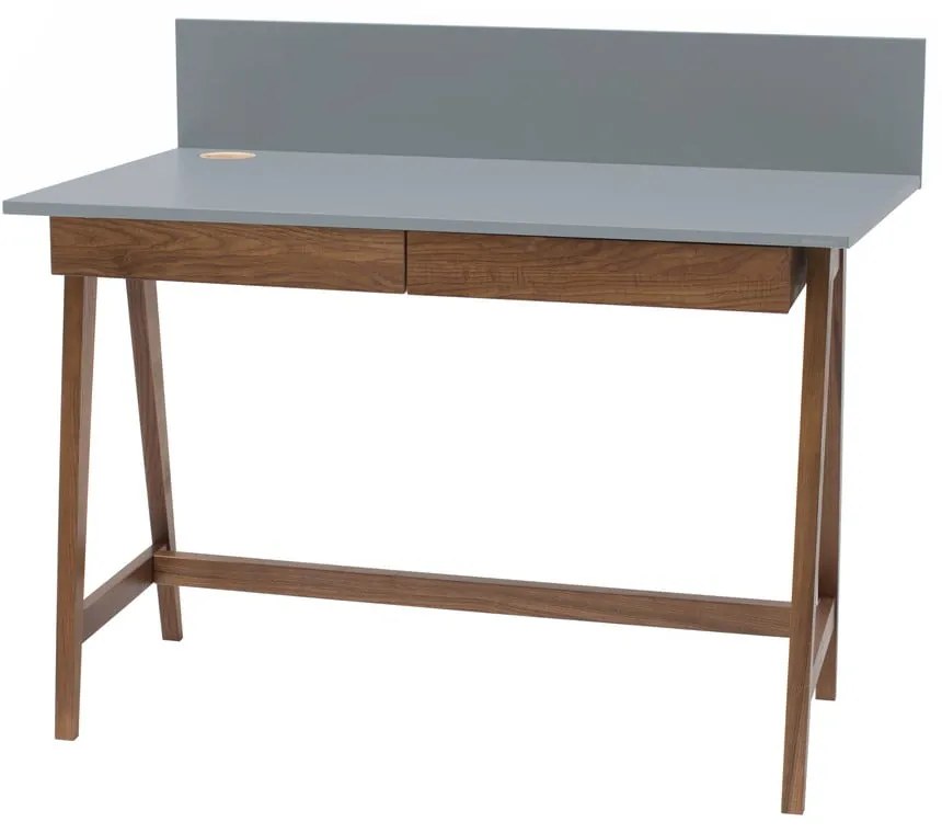 Сиво бюро с основа от ясенова дървесина, дължина 110 cm Luka Oak - Ragaba