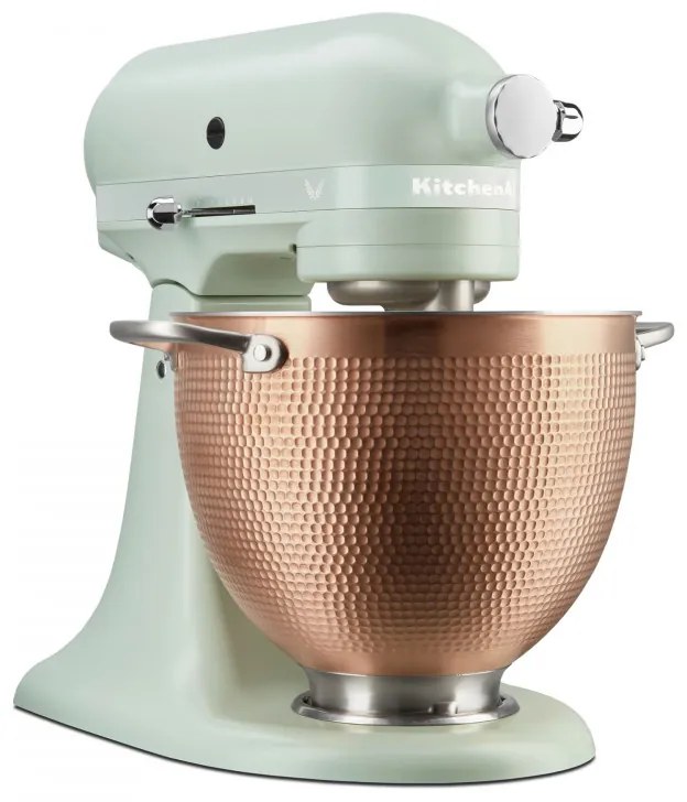 Планетарен миксер KitchenAid Artisan Blossom Exclusive Design 5KSM180LEELB, 300W, 4.7 л, Direct drive, 10 скорости, Накланяща се глава, Купа от кована мед, Билково зелен