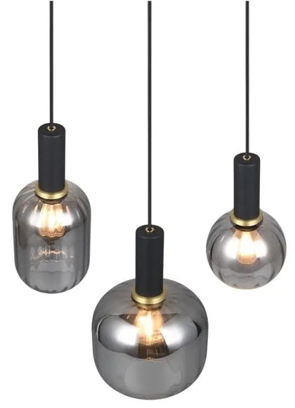 Черно висящо осветително тяло със стъклен абажур Diva – Trio