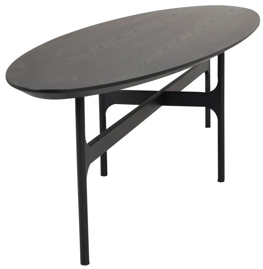 Черна масичка за кафе с плот от ясенова дървесина 180x50 cm Colton - Rowico