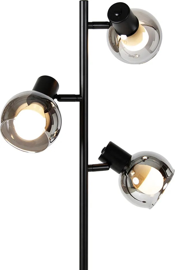 Интелигентна подова лампа черна с димно стъкло с 3 Wi-Fi P45 - Vidro