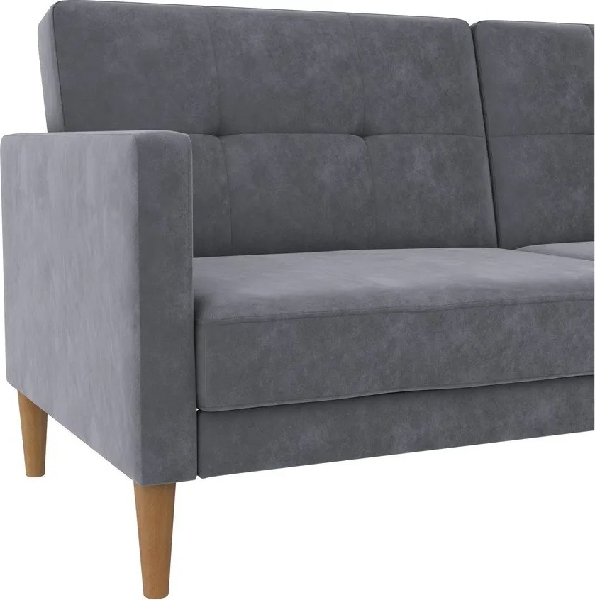 Сив кадифен сгъваем диван 207 cm Lilly – Støraa