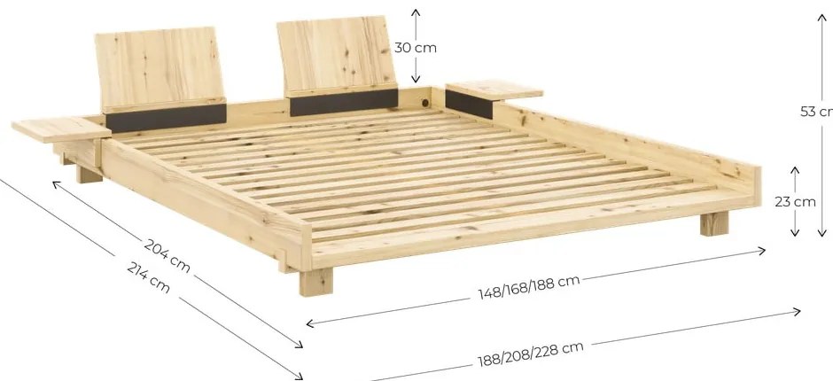Кафяво двойно легло 160x200 cm от масивен бор с включена подматрачна рамка Social – Karup Design