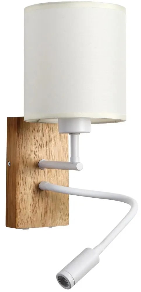 Brilagi - LED Гъвкав аплик NUBILA WOOD 1xE27/25W/230V + LED/3W дъб/бял/кремав