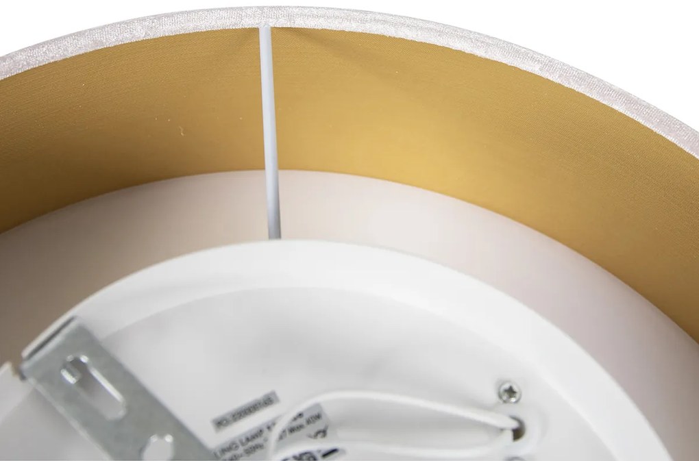 Модерна таванна лампа розова 40 см със златен интериор - Drum