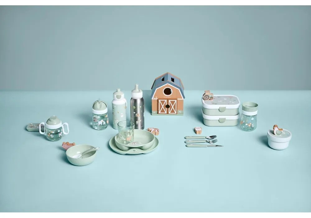 Бяла/светлозелена тританова детска чаша 300 ml Little farm – Mepal