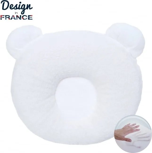 Candide -Детска възглавница P'Tit Panda за добре закръглена глава Бяла