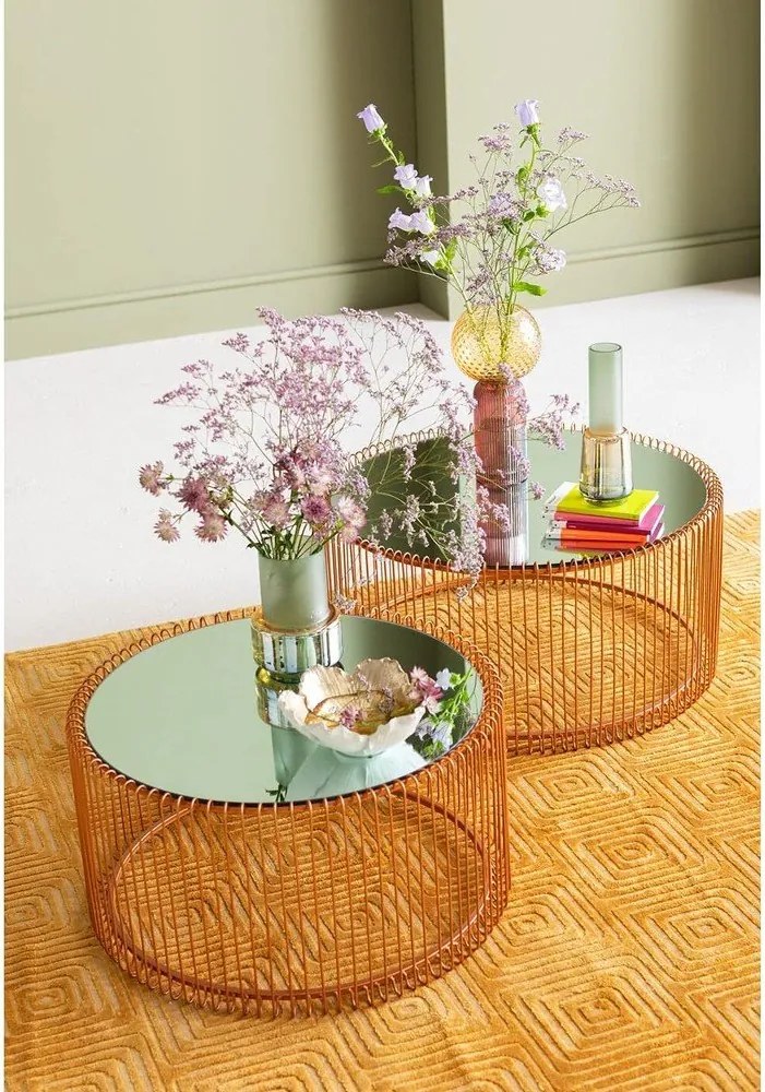 Кръгли масички за кафе в комплект 2 бр. в меден цвят ø 69,5 cm Wire Big – Kare Design