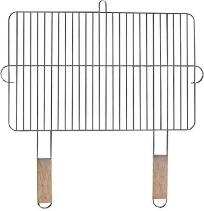Метална скара за барбекю MasterGrill MG255, 2 дървени дръжки, Размер на скарата 54 х 34 см, Инокс/кафяв