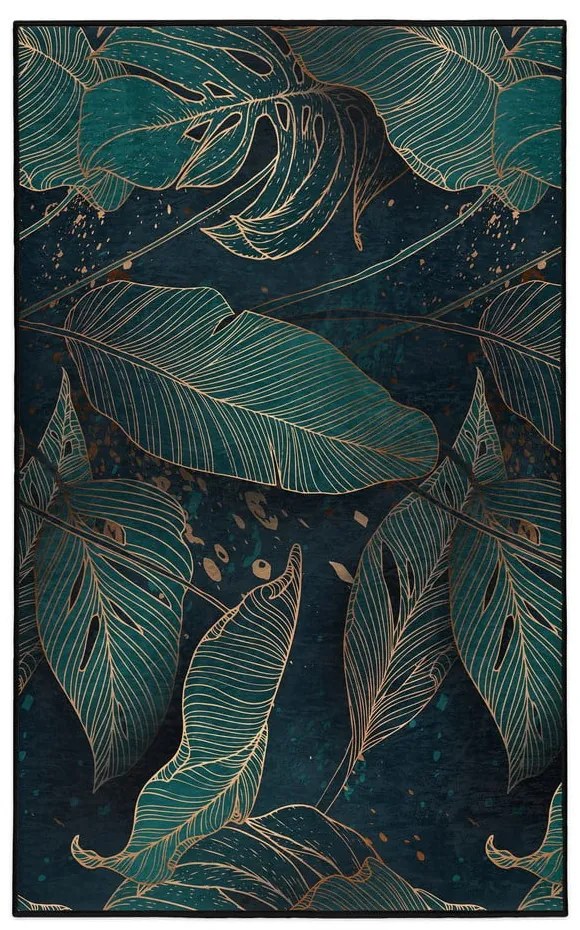 Килим подходящ за пране в петролен цвят 160x230 cm Midnight Jungle – Mila Home