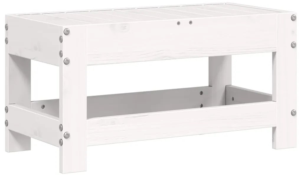 844894 vidaXL Градинска табуретка, бяла, 62x30x32 см, бор масив