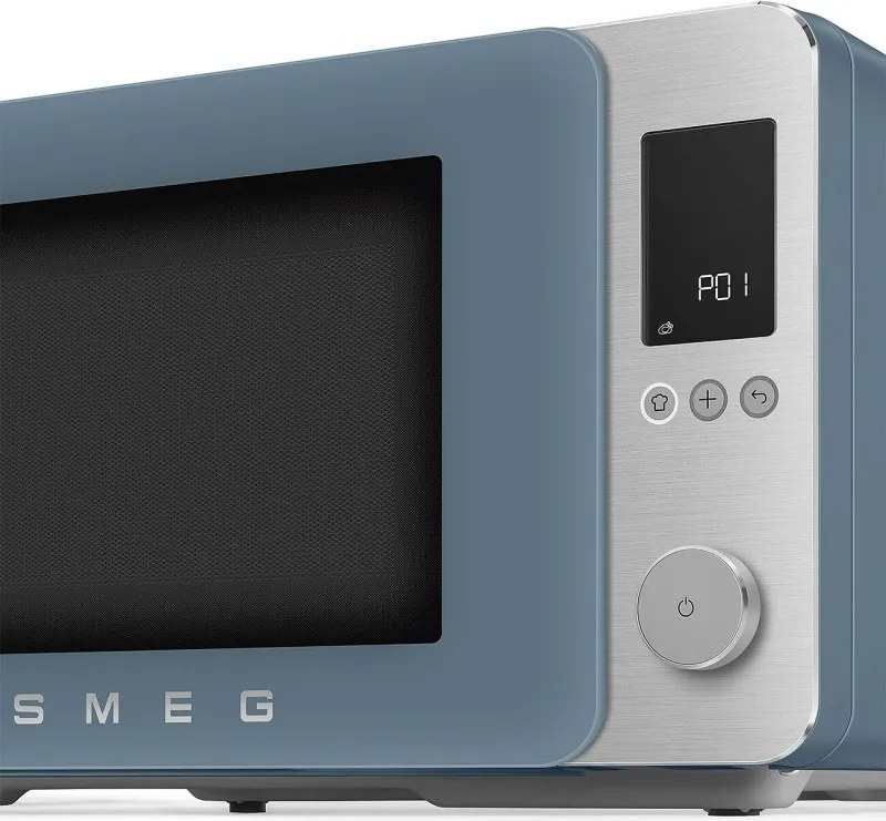 Комбинирана микровълнова фурна с горещ въздух SMEG Collezione MOC02SBMEU, 900W, 27 л, 25 програми, Плавно затваряне, Индивидуални настройки, Син