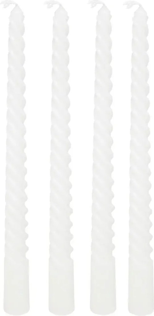 Комплект свещи без аромат atmosphera Many, 4 Усукани свещи, 25 см, Бели