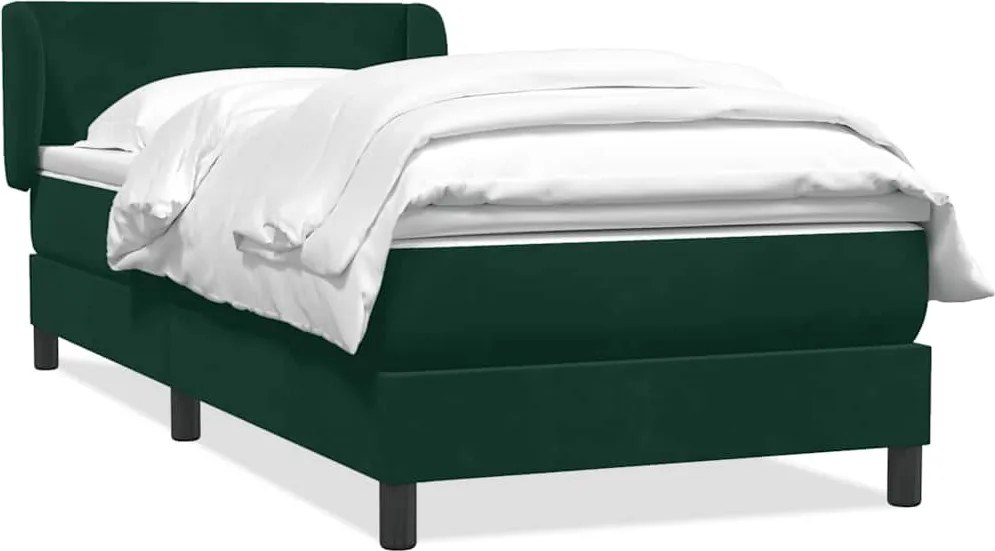 3317382 vidaXL Боксспринг легло с матрак, тъмнозелено, 80x220 см, кадифе