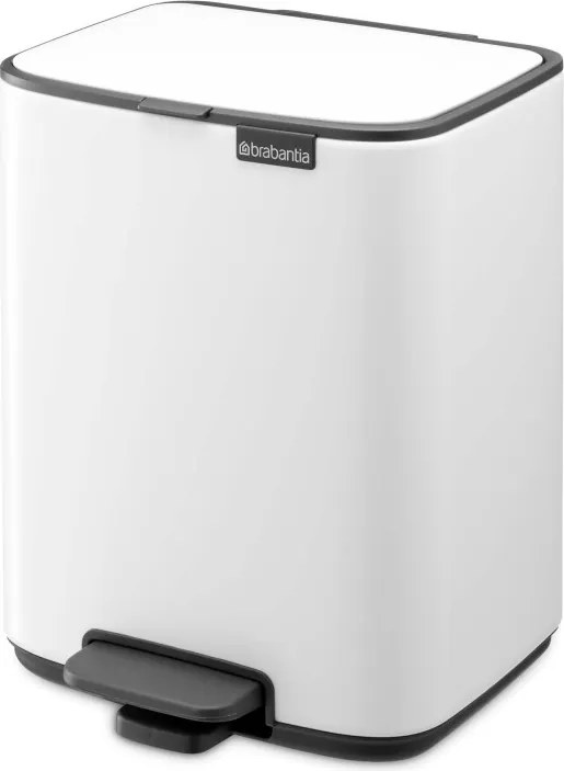 Кош за боклук Brabantia Bo Pedal 1010118, 7 л, Плавно затваряне, Гумирана основа, Бял