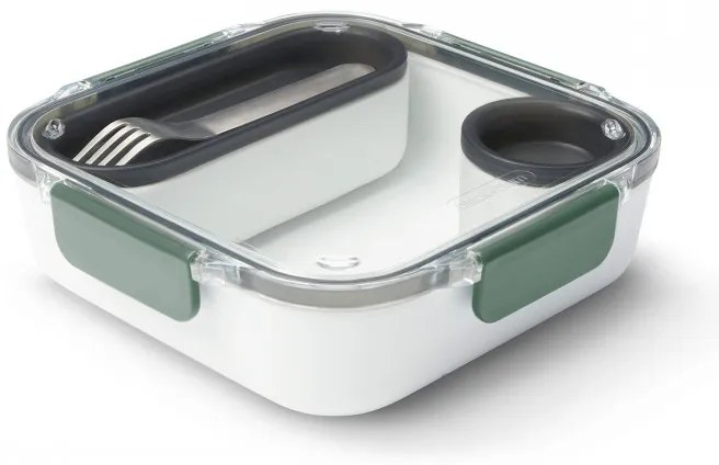 Кутия за храна Black+Blum BAO-BA010, 1 л, Вътрешно отделение, Без BPA, Съвместима със съдомиялни машини, Бял/зелен