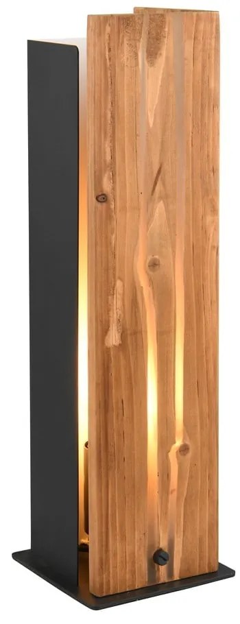 Черна и естествена настолна лампа с дървен абажур (височина 40 cm) Karuni – Trio