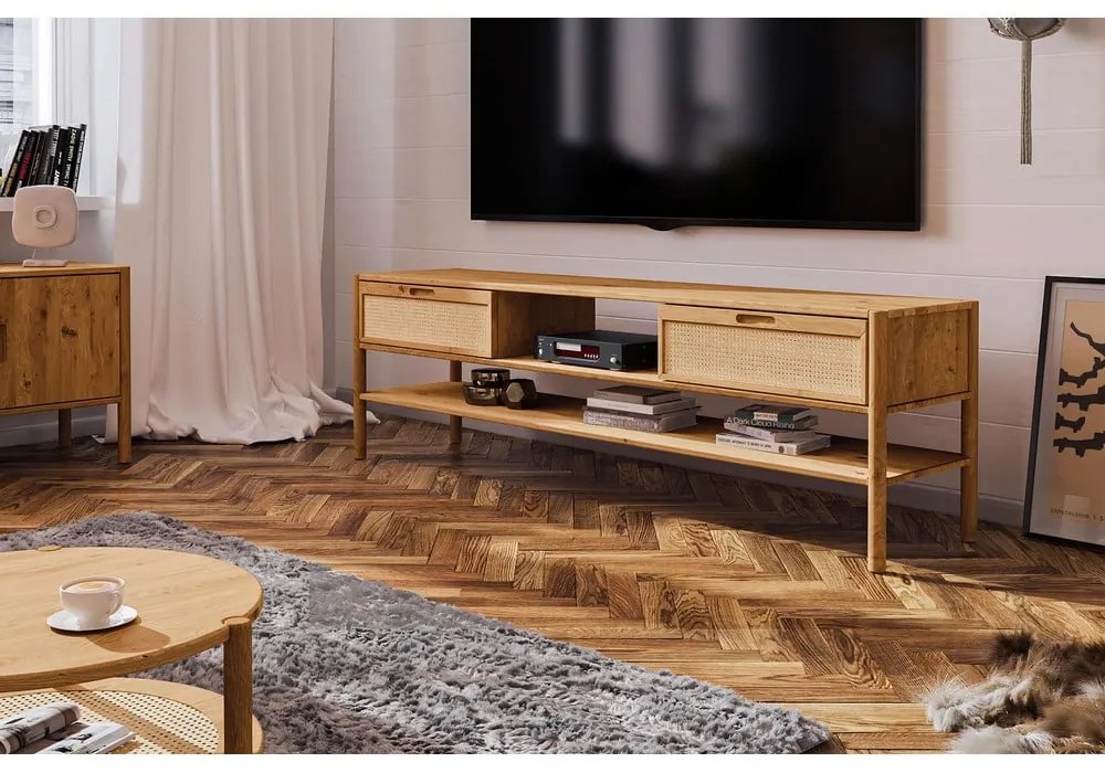 Масичка за телевизор от дъб 204x64 cm Pola - The Beds