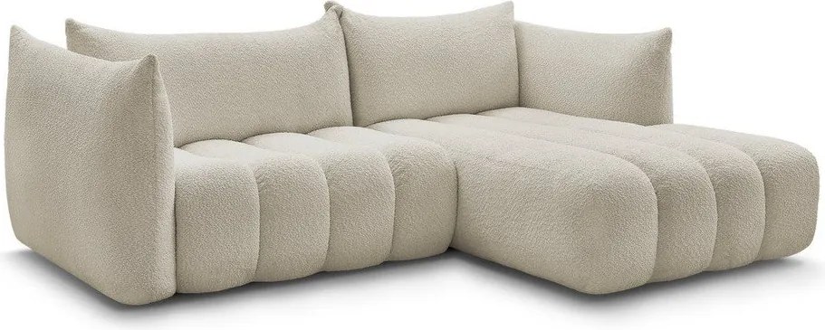 Бежов ъглов диван от прежда с примки от букле (десен ъгъл) Azra – Bobochic Paris