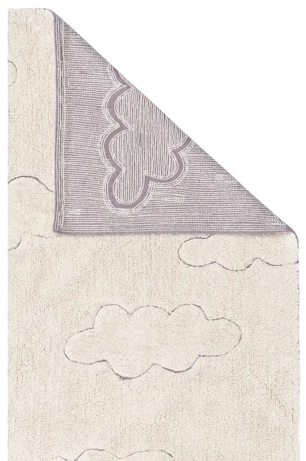 Кремав ръчно изработен памучен детски килим подходящ за пране 90x130 cm Clouds – Lorena Canals