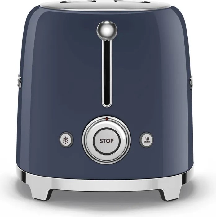 Тостер за хляб SMEG 50's Style TSF01NBEU, 950W, 2 филии, 6 нива, Тавичка за трохи, Вграден кабел, Неръждаема стомана, Тъмносин