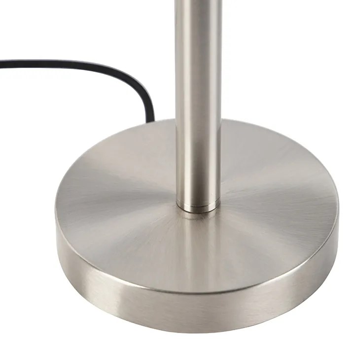 Модерна настолна лампа стомана с черен абажур 35 см - Simplo