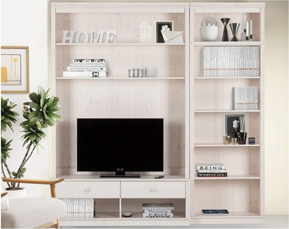 Бял TV комплект от от масивен бор 214x223 cm Anita – Støraa