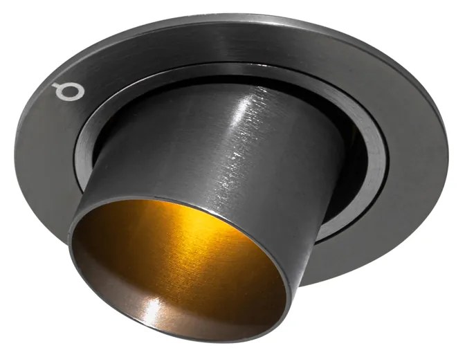 Модерно вградено прожекторно осветление тъмно сиво GU10 35 mm кръгло, накланящо се - Installa