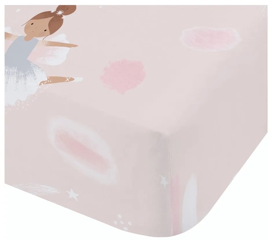 Розов еластичен единичен детски чаршаф 90x190 cm Dancing Fairies – Catherine Lansfield