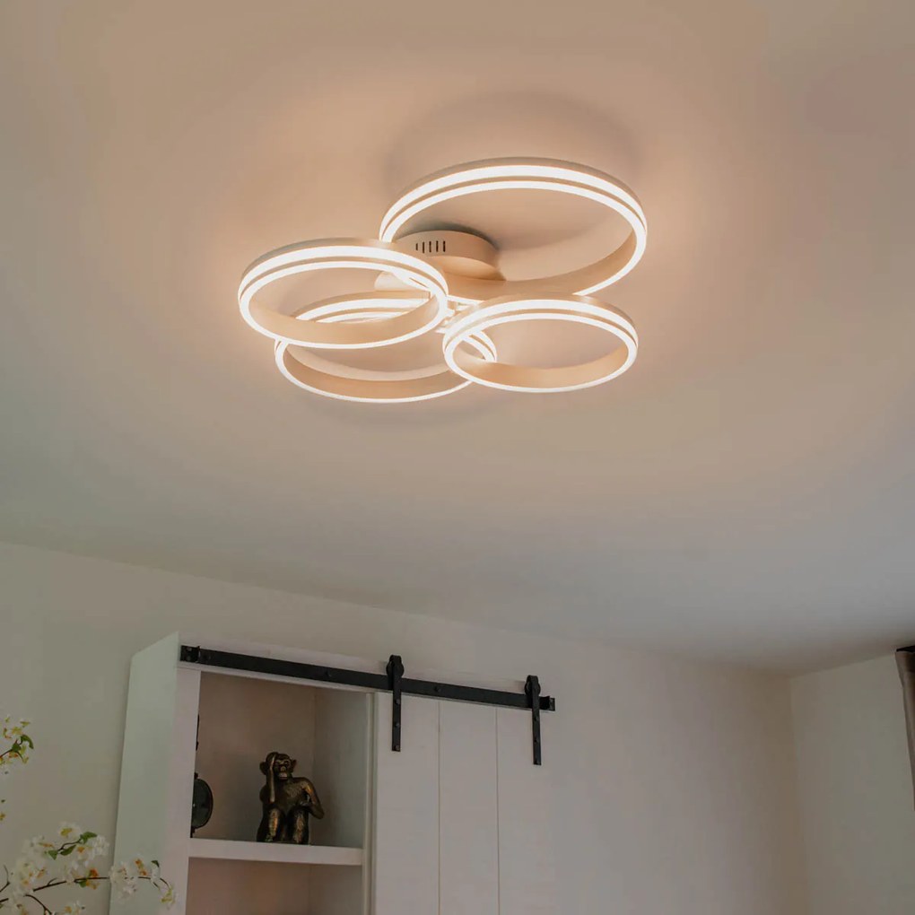 Таванна лампа от стомана с LED 3-степенна димираща 4-светлина - Navara