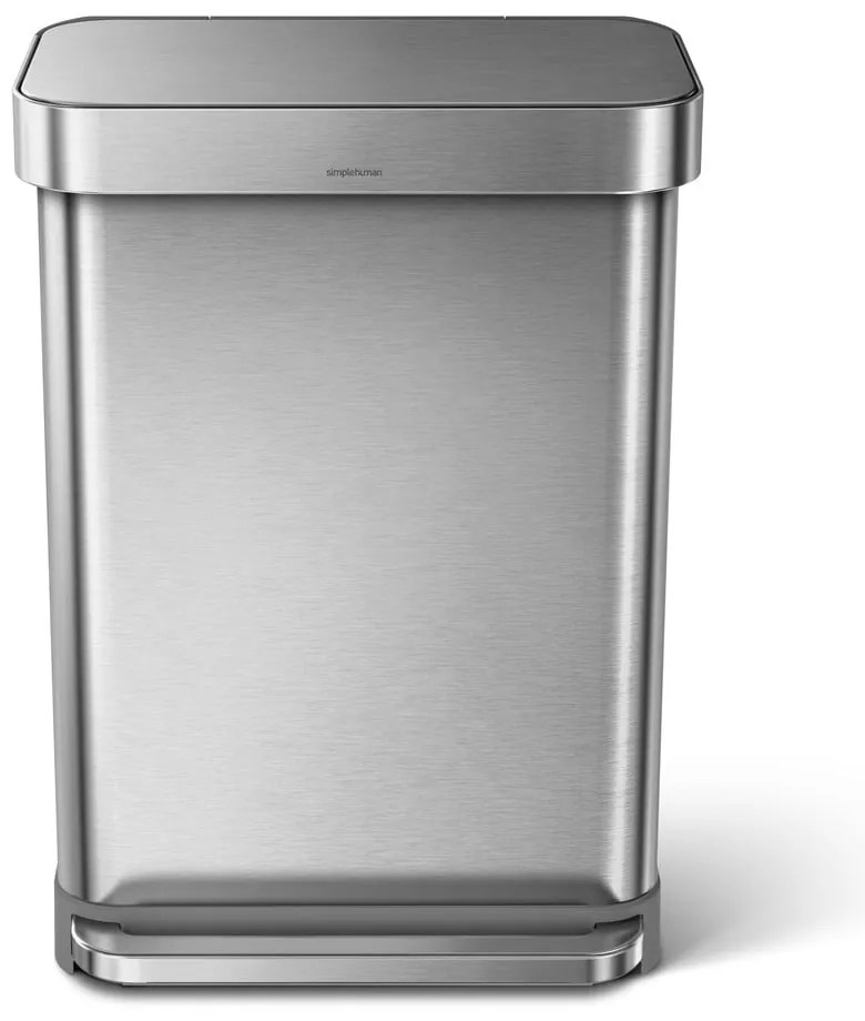Stříbrný pedálový odpadkový koš simplehuman, 55 l