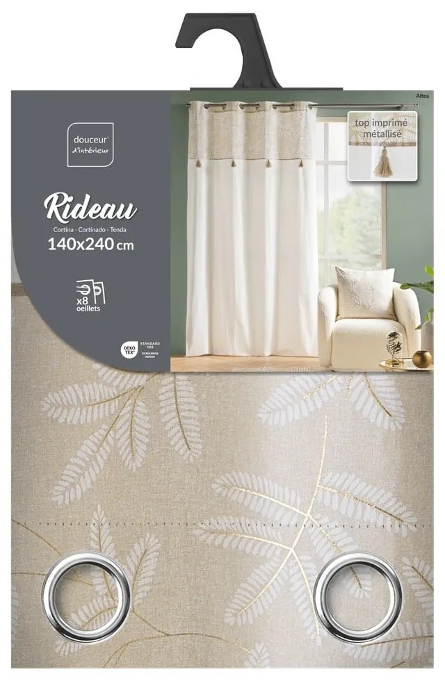 Бяло/бежово перде със смес от памук 140x240 cm Altea – douceur d'intérieur