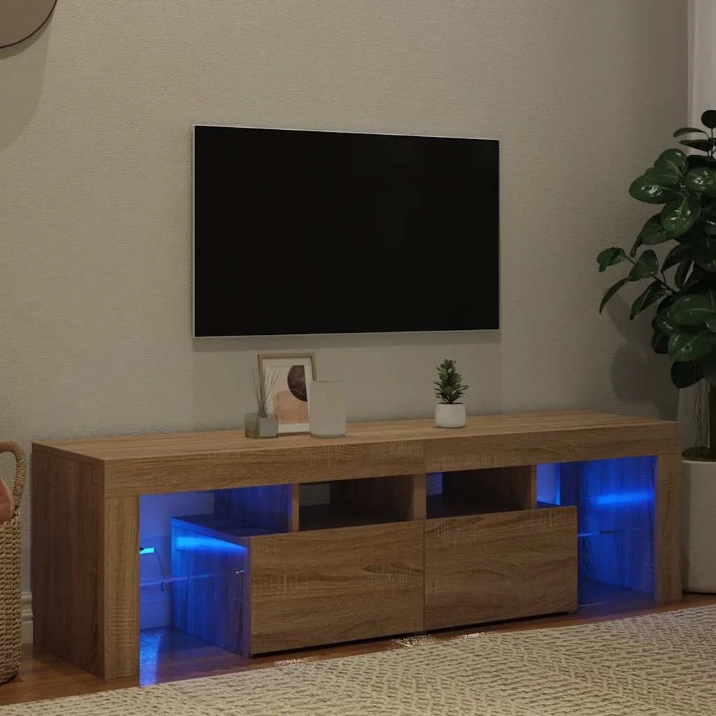 804367 vidaXL ТВ шкаф с LED осветление, сонома дъб, 140x36,5x40 см