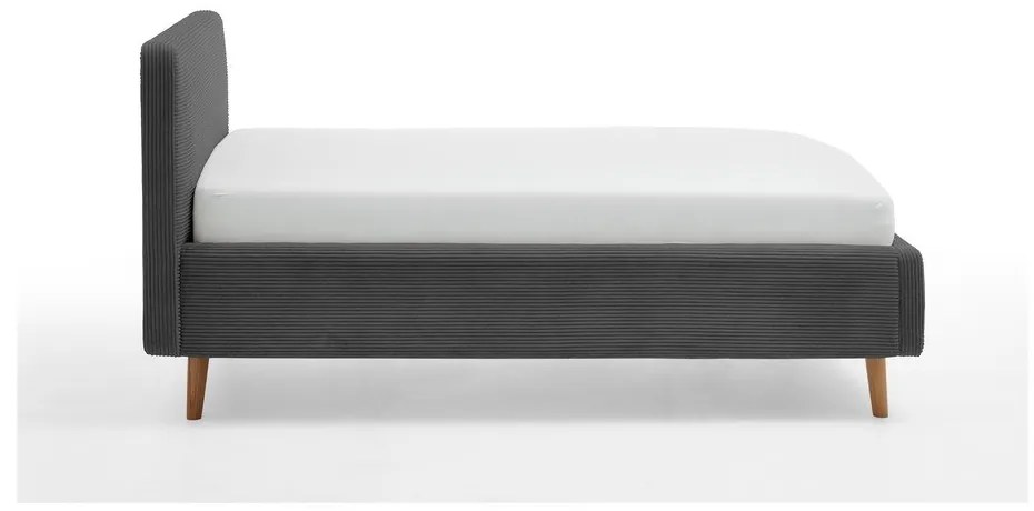 Антрацитно единично легло 120x200 cm тапицирано без ламелно дъно Mattis – Meise Möbel