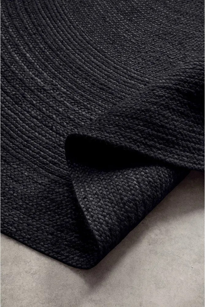 Черен двустранен ръчно изработен ютен кръгъл килим ø 140 cm Braided – Hanse Home